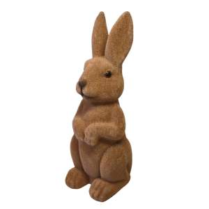 Osterhase beflockt, stehend, 24 cm, Velourhase, Deko-Hase