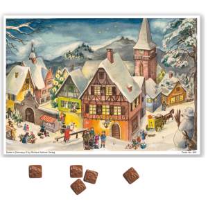 Nostalgischer Schoko-Adventskalender - Winterliches Dorf