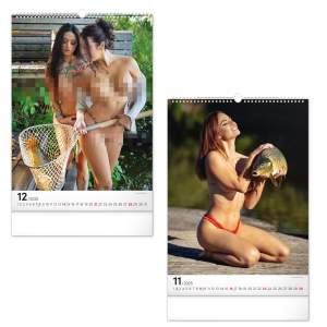 Girls and Carps Kalender 2025 Karpfenkalender Nackte Frauen Karpfen 33 x 46 cm