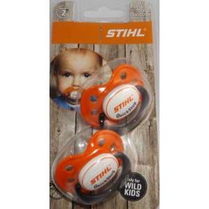 Baby Geschenk Geburt Stihl Schnuller Silikon 2 Stück & Puppenwagen Holz 18 cm