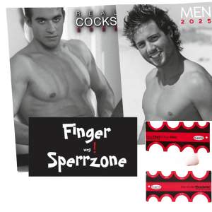 Erotik Kalender 2025 Bundle Set nackte Männer Real Cock & Sexy Men & Messlatte inkl. Magnet "Finger weg! Sperrzone" Männer Kalender Erotikkalender für die Frau oder für den Mann