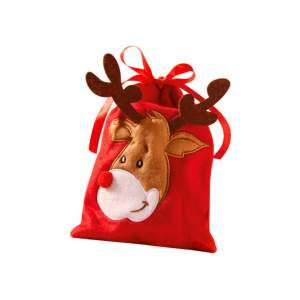 Weihnachtsbeutel Rudi, 100% Polyester, ca. 13 x 17 cm