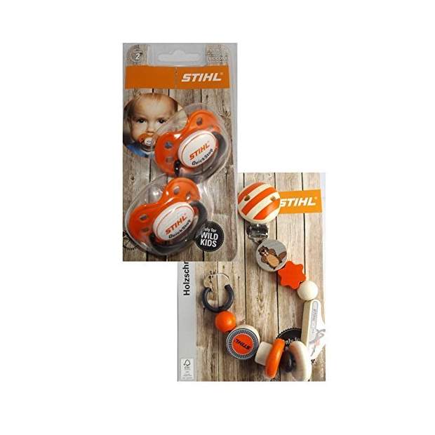 Stihl Schnuller 2 Stck. + Schnullerkette Baby Bundle Set