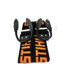 Stihl Hosenträger 2er Set Schwarz & Orange 110 cm Metallclips und zum Knöpfen