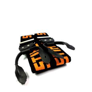 Stihl Hosenträger 2er Set Schwarz & Orange 110 cm Metallclips und zum Knöpfen